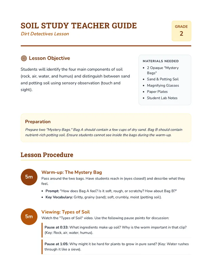 Soil Study Teacher Guide