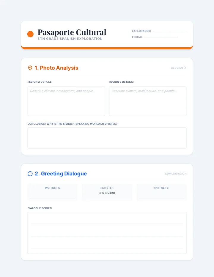 Pasaporte Cultural Workbook