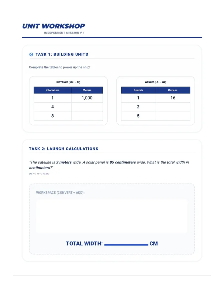 Unit Universe Worksheet