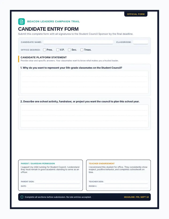 Candidate Entry Form
