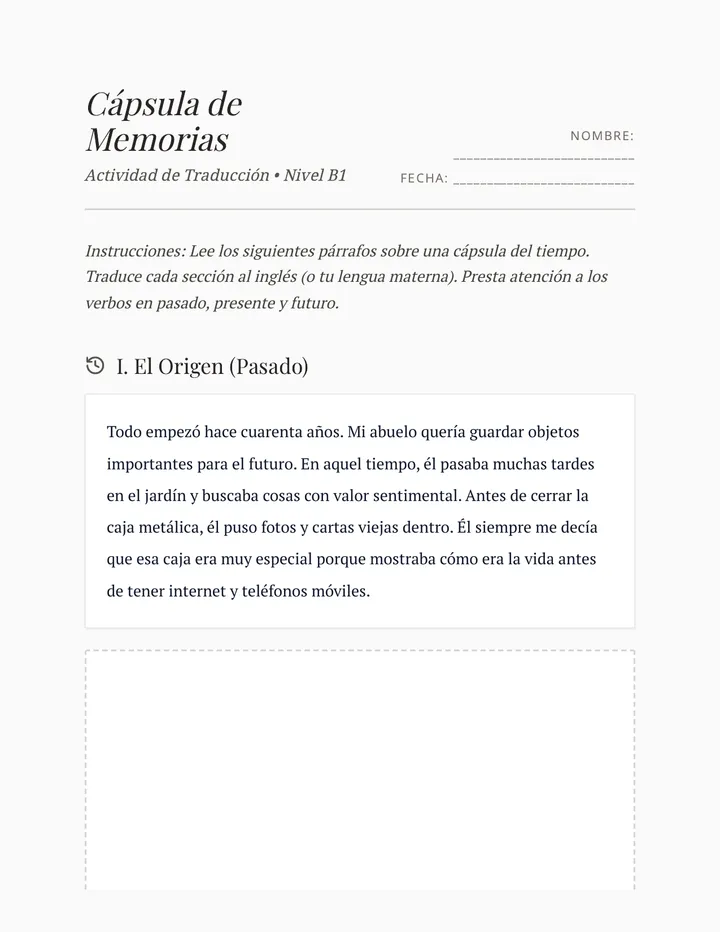Cápsula de Memorias Traducción B1