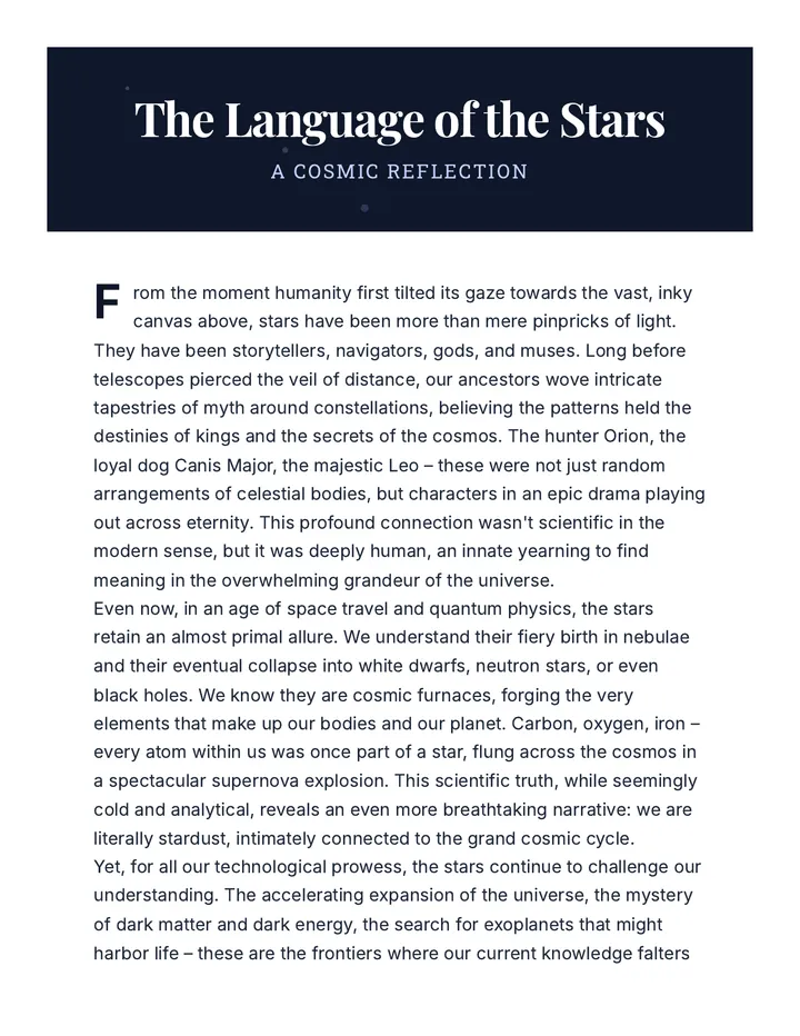 Language of the Stars Reading