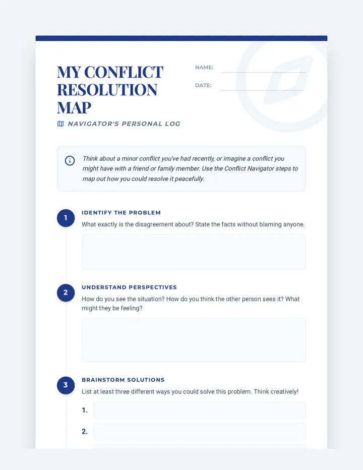 My Conflict Resolution Map Worksheet