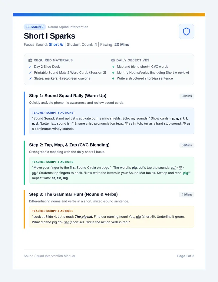 Short I Teacher Guide