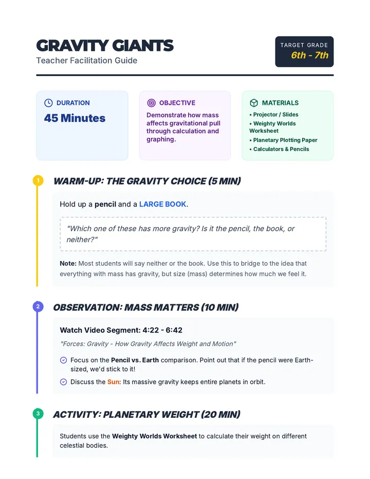 Gravity Giants Teacher Guide