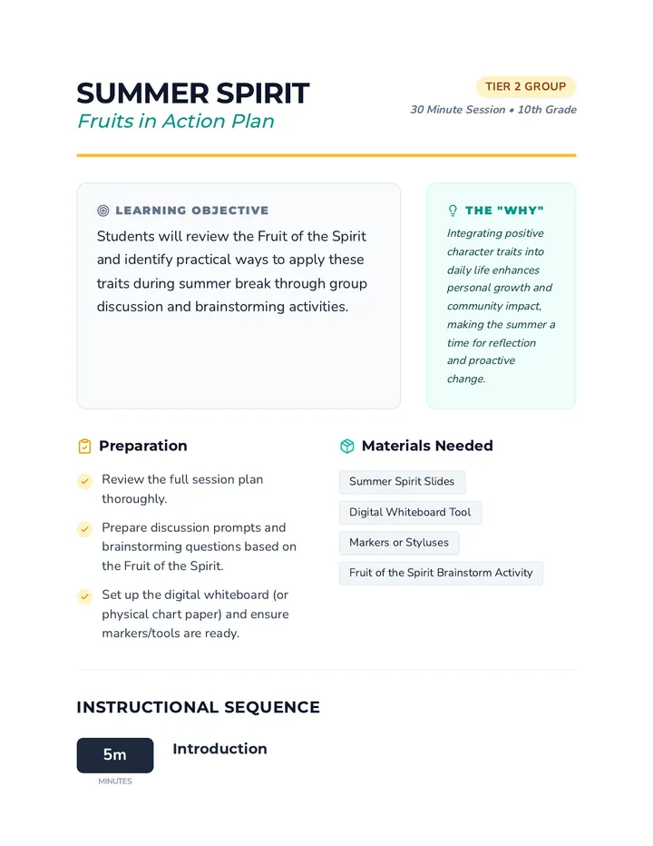 Summer Spirit Lesson Plan