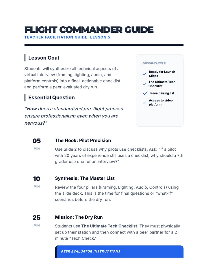 Pre Flight Teacher Guide