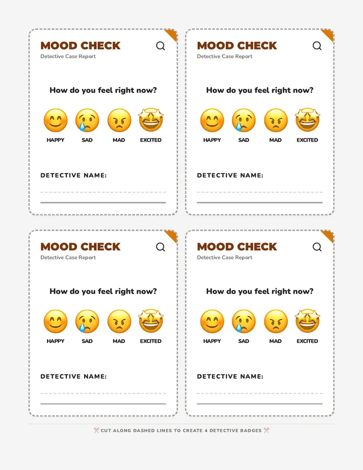 Mood Check Exit Ticket Sheet
