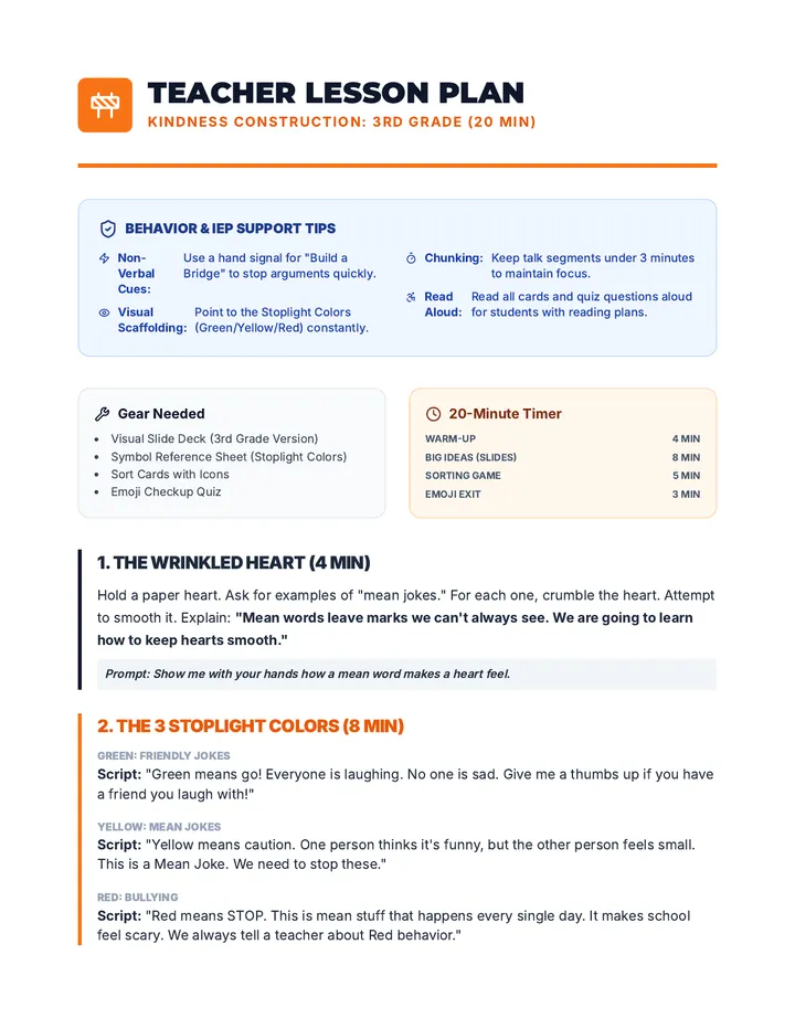 Kindness Construction Teacher Guide