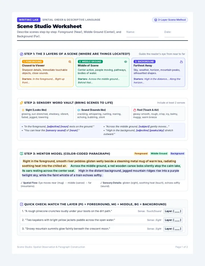 Scene Studio Worksheet