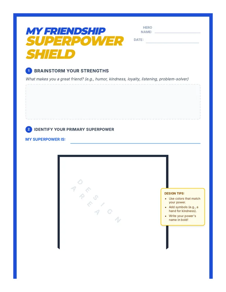 My Friendship Superpower Shield Activity