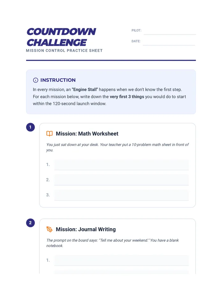 Countdown Challenge Worksheet