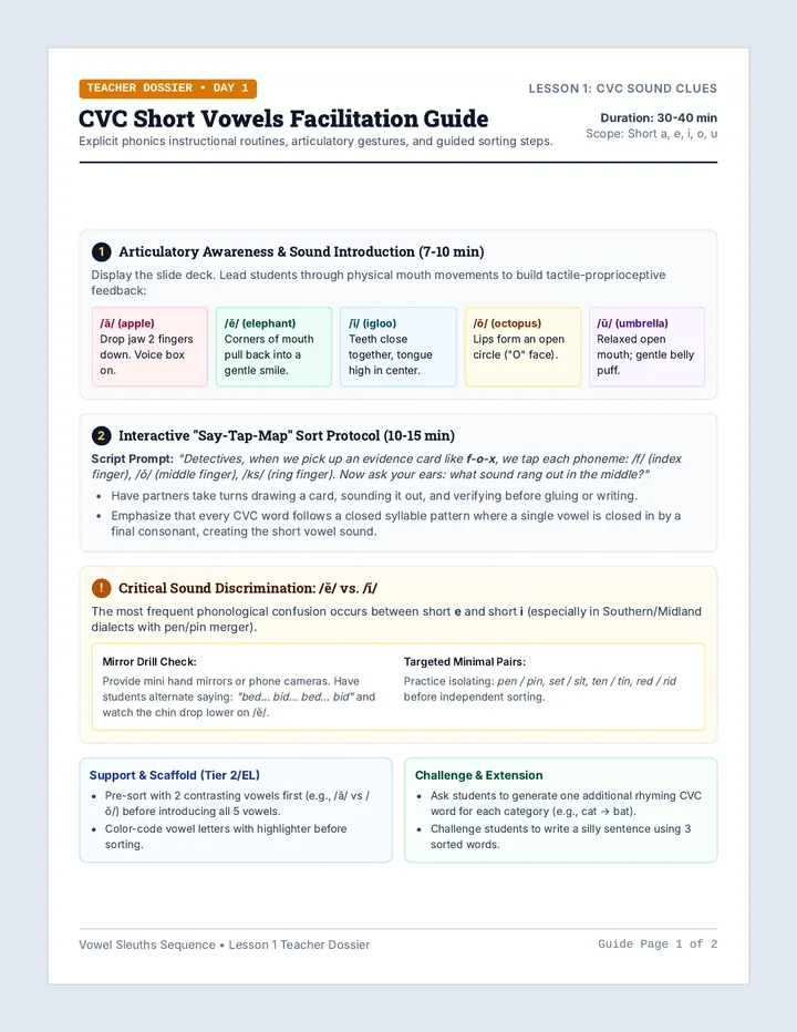 CVC Sort Teacher Guide