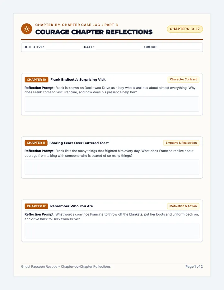 Courage Retell Case Worksheet