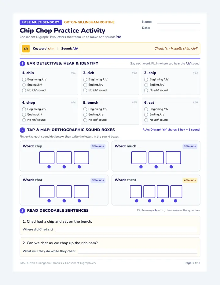 Chip Chop Practice Activity