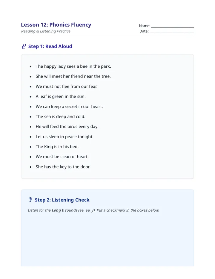Fluency Practice Handout L12