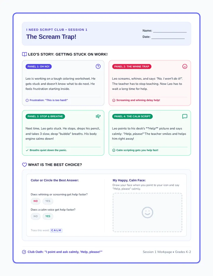 Scream Trap Story Worksheet