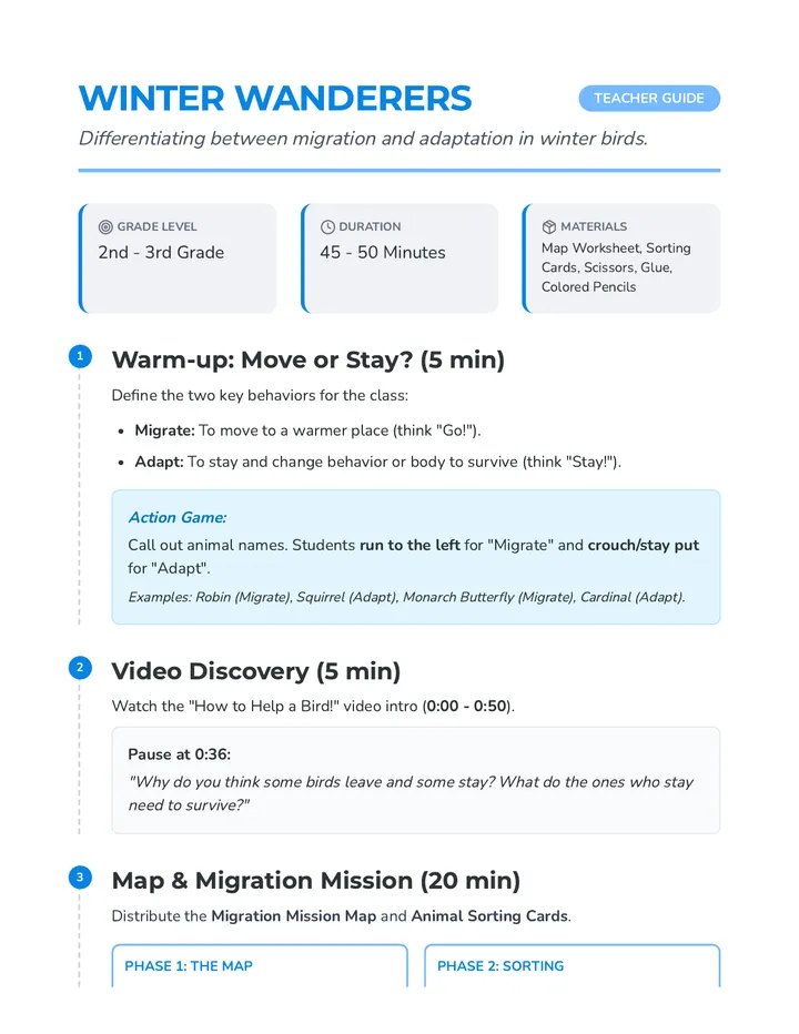Winter Wanderers Teacher Guide
