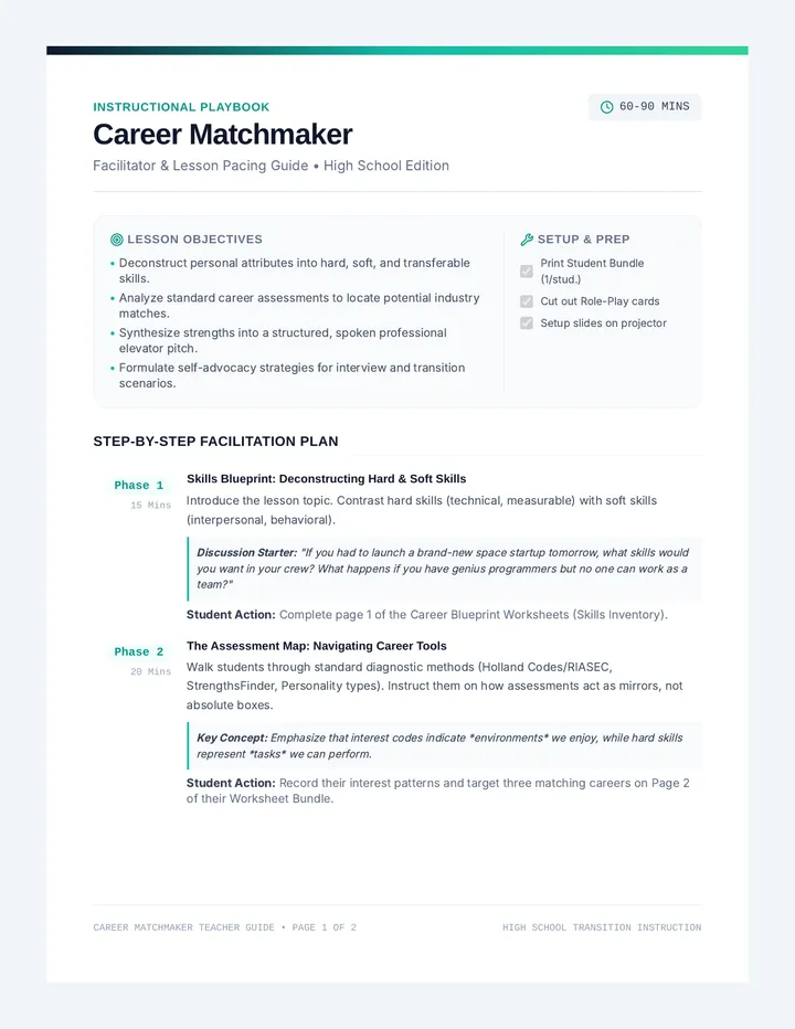 Career Matchmaker Teacher Guide