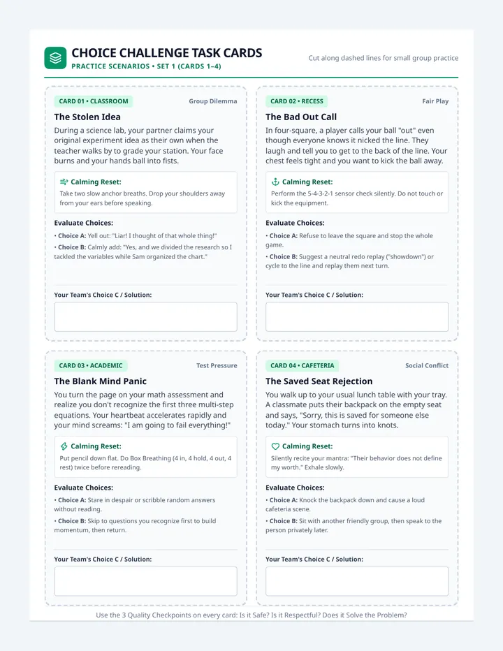 Choice Challenge Task Cards
