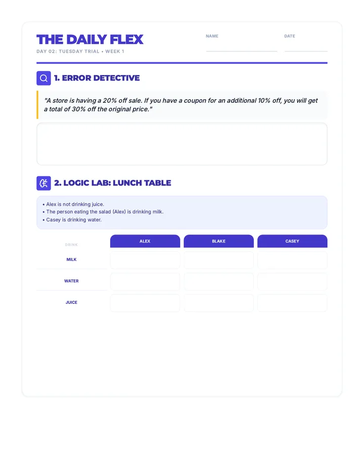 Day 2 Morning Flex Worksheet