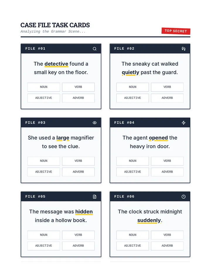 Case File Task Cards Worksheet