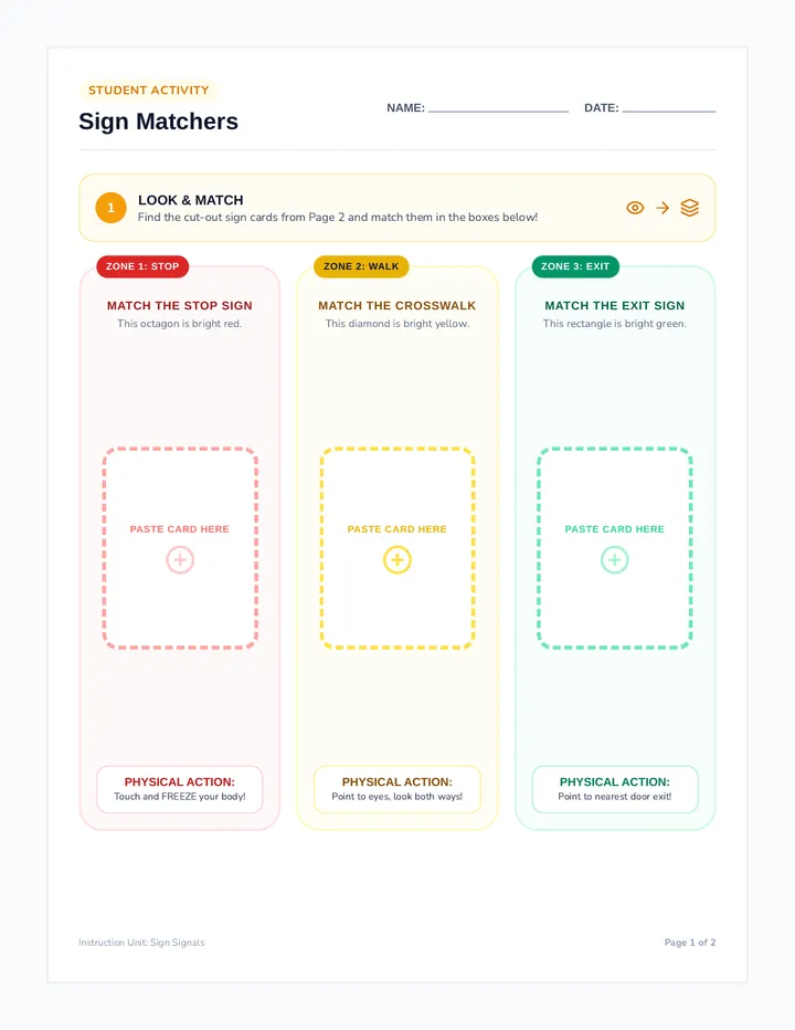 Sign Matchers Activity