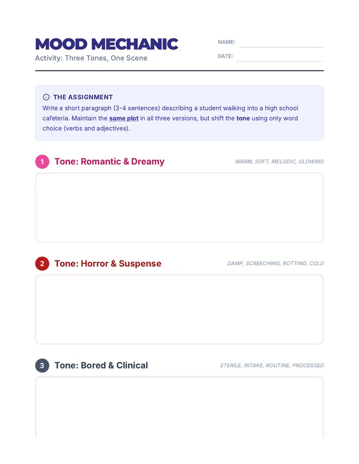 Mood Mechanic Worksheet