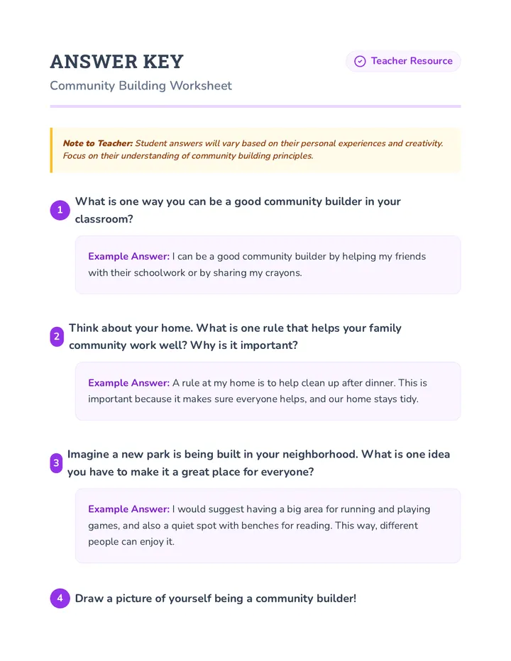 Community Building Answer Key