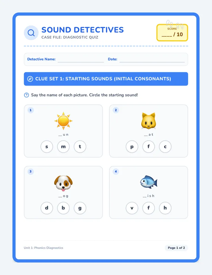 Sound Detectives Diagnostic Quiz