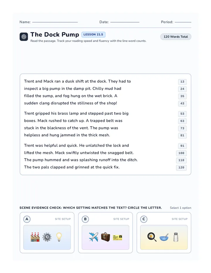 Camp Shed Decodable Worksheet