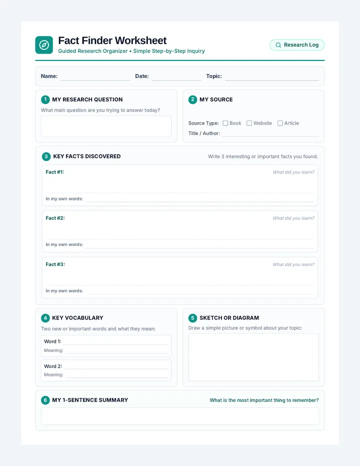 Fact Finder Worksheet