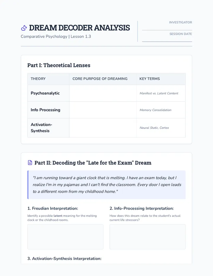 Dream Decoder Worksheet
