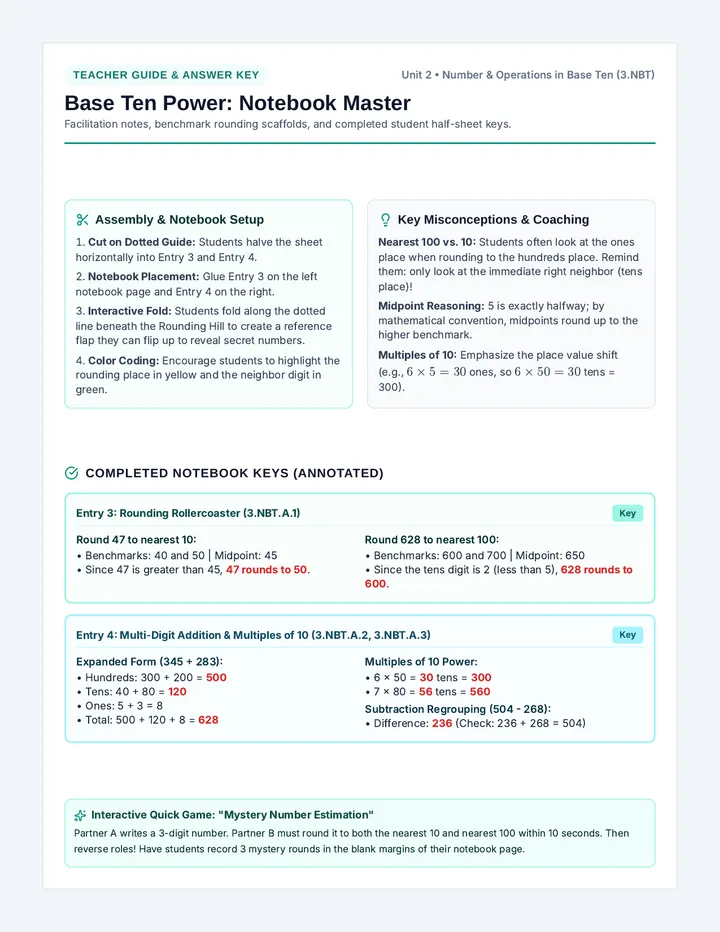 Base Ten Notebook Guide