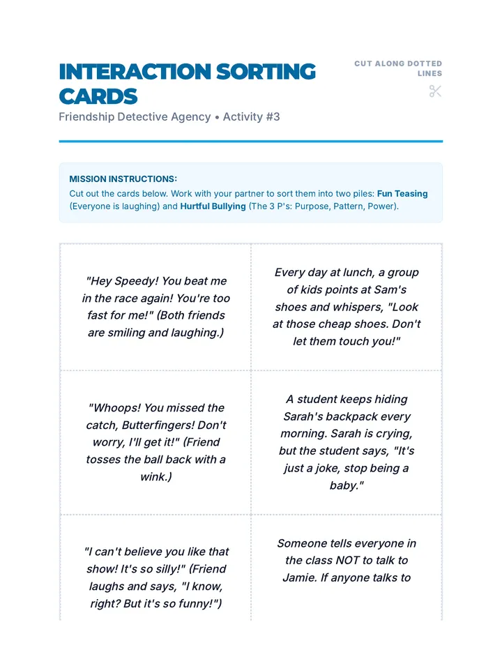 Interaction Sorting Cards Activity