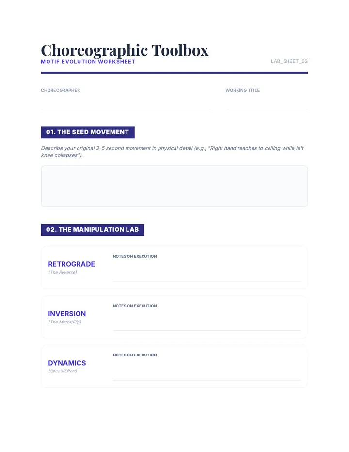 Choreographic Toolbox Worksheet
