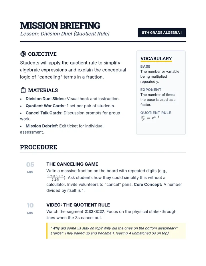 Mission Briefing Teacher Guide