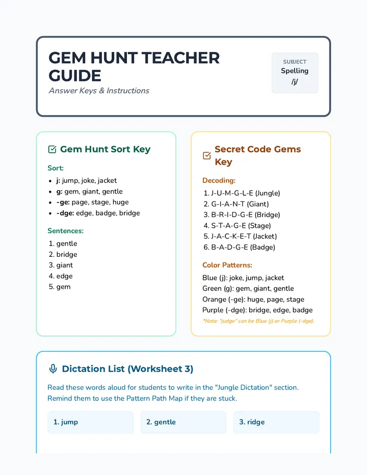 Gem Hunt Teacher Guide