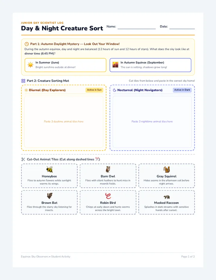 Day Night Sorting Activity