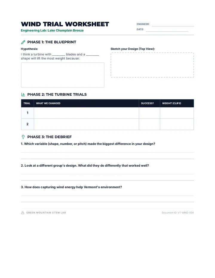 Wind Trial Worksheet