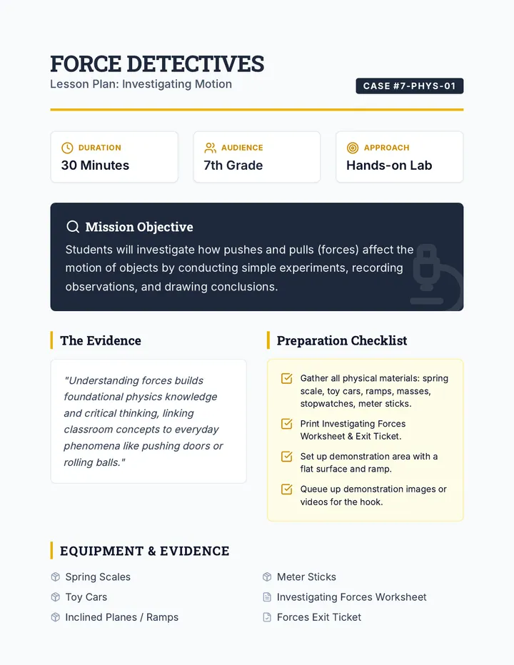 Force Detectives Lesson Plan