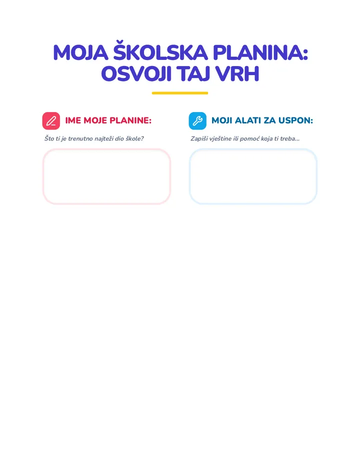 Moja Školska Planina Osvoji Taj Vrh Radni List Rezultat