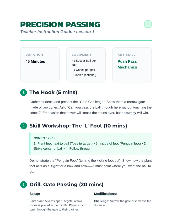 Precision Passing Teacher Guide