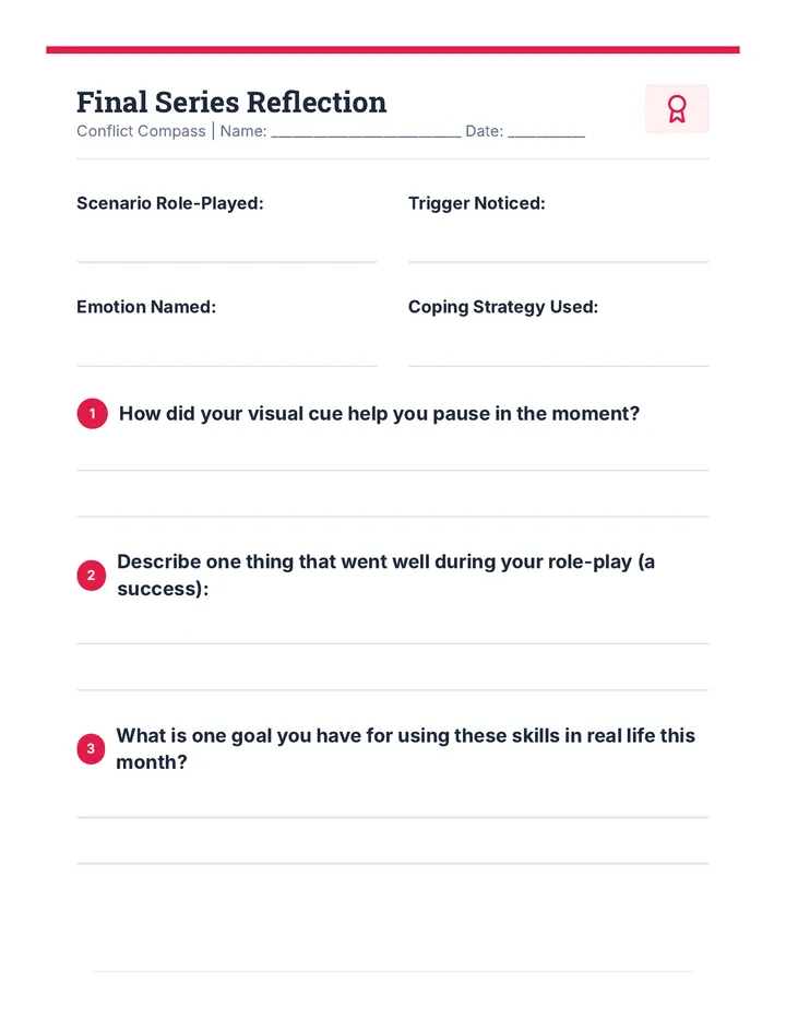 Action Reflection Worksheet