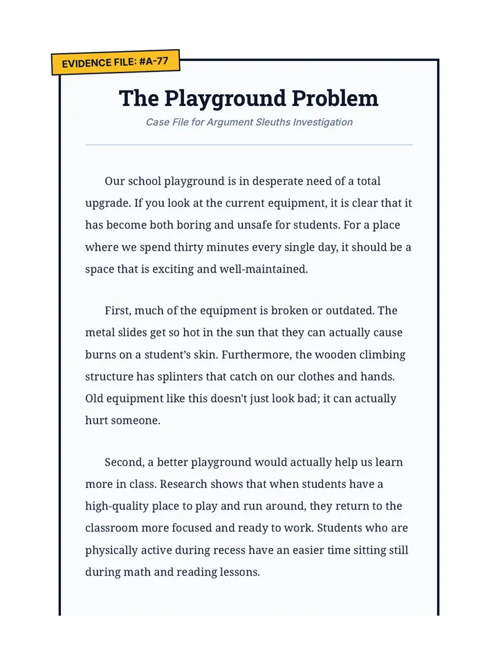 Argument Sleuths Reading Passage