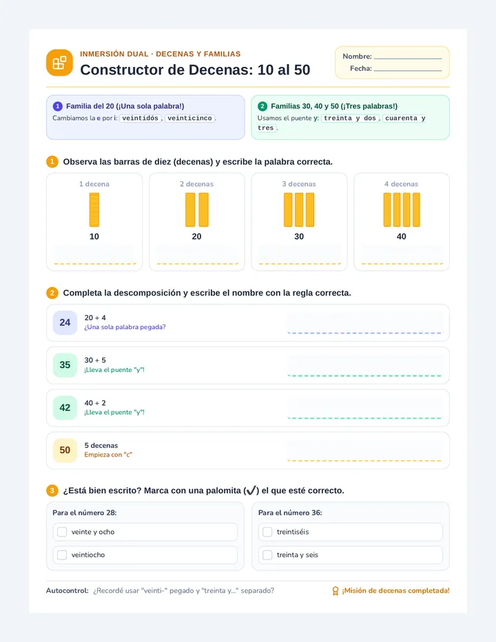 Constructor Decenas Hoja de Trabajo