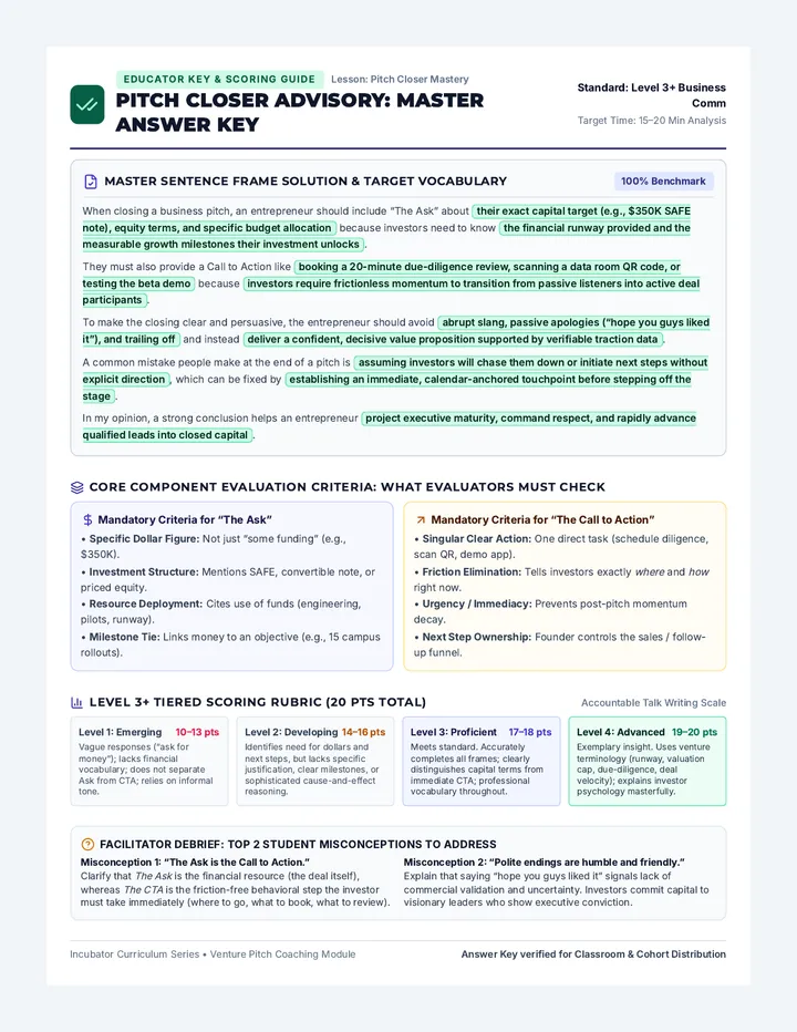Pitch Closer Answer Key