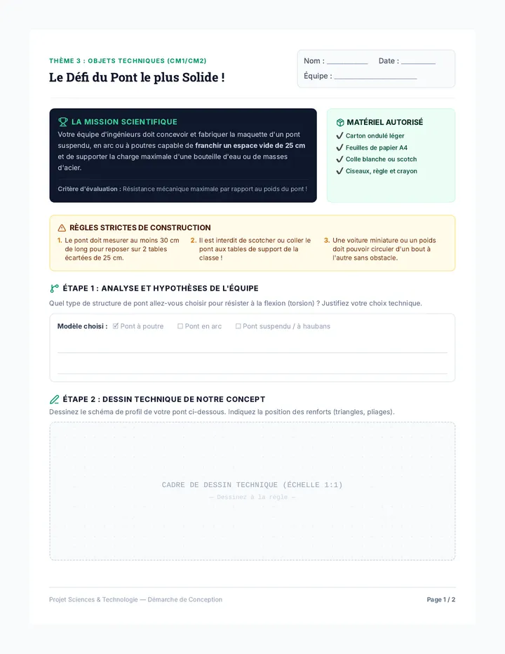 Fiche Défi Pont Solide