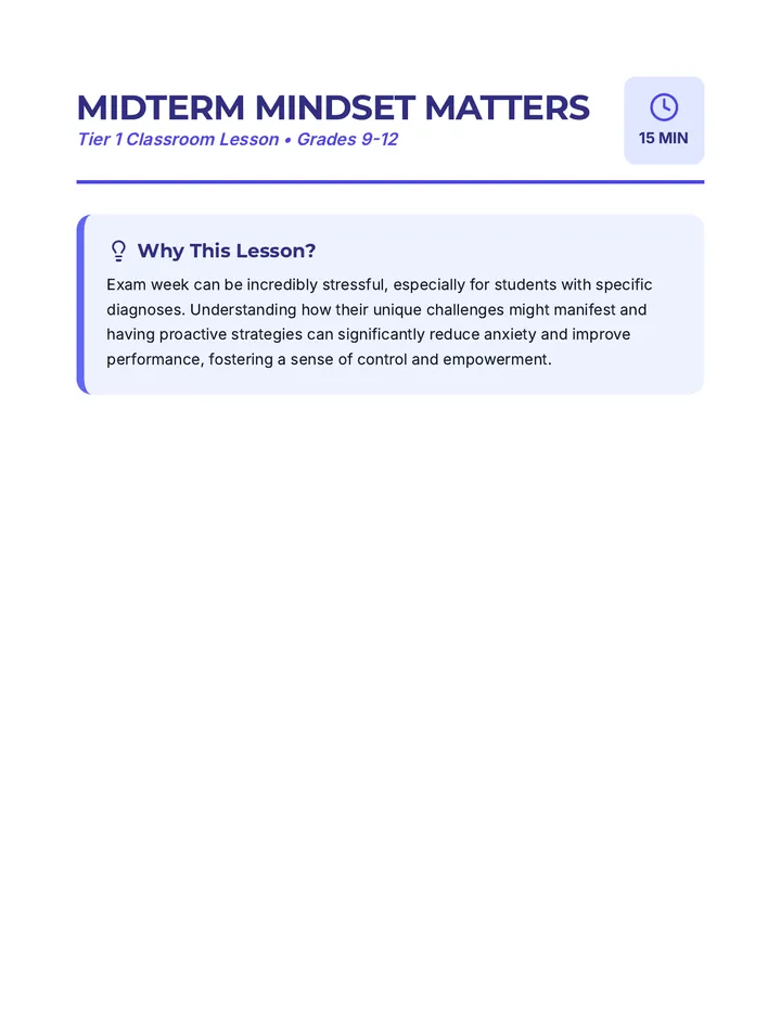 Mindset Matters Lesson Plan