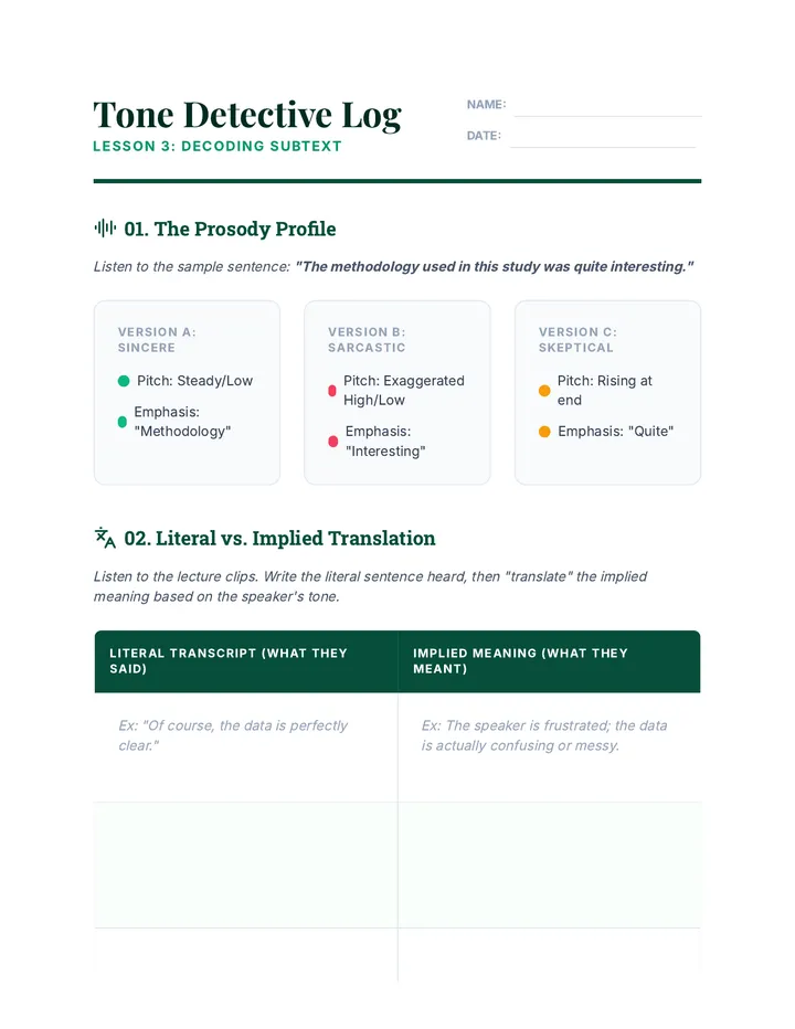 Tone Detective Log